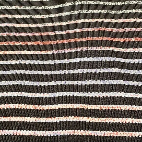 RACHEL Roy (XL) Striped Bodycon Midi Dress with Black Mesh Neckline & Arms - Picture 5 of 8